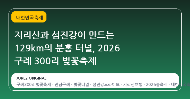 지리산과 섬진강이 만드는 129km의 분홍 터널, 2026 구례 300리 벚꽃축제