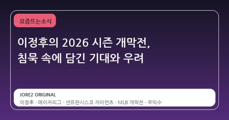 이정후의 2026 시즌 개막전, 침묵 속에 담긴 기대와 우려