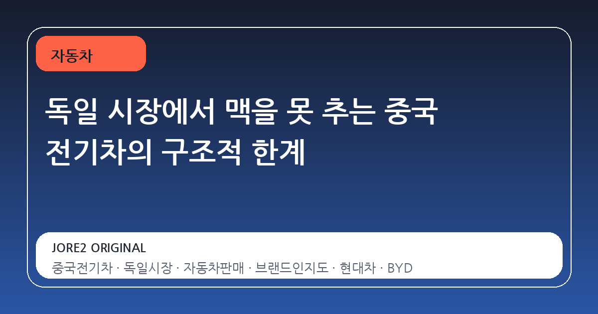 독일 시장에서 맥을 못 추는 중국 전기차의 구조적 한계
