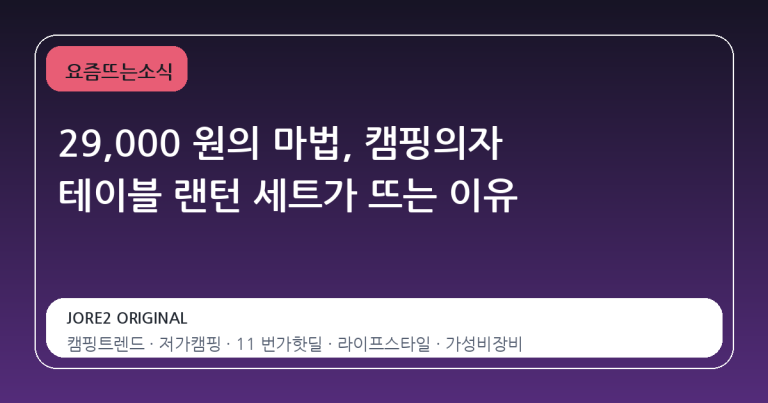 29,000 원의 마법, 캠핑의자 테이블 랜턴 세트가 뜨는 이유