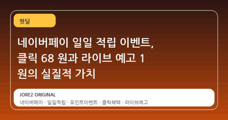네이버페이 일일 적립 이벤트, 클릭 68 원과 라이브 예고 1 원의 실질적 가치