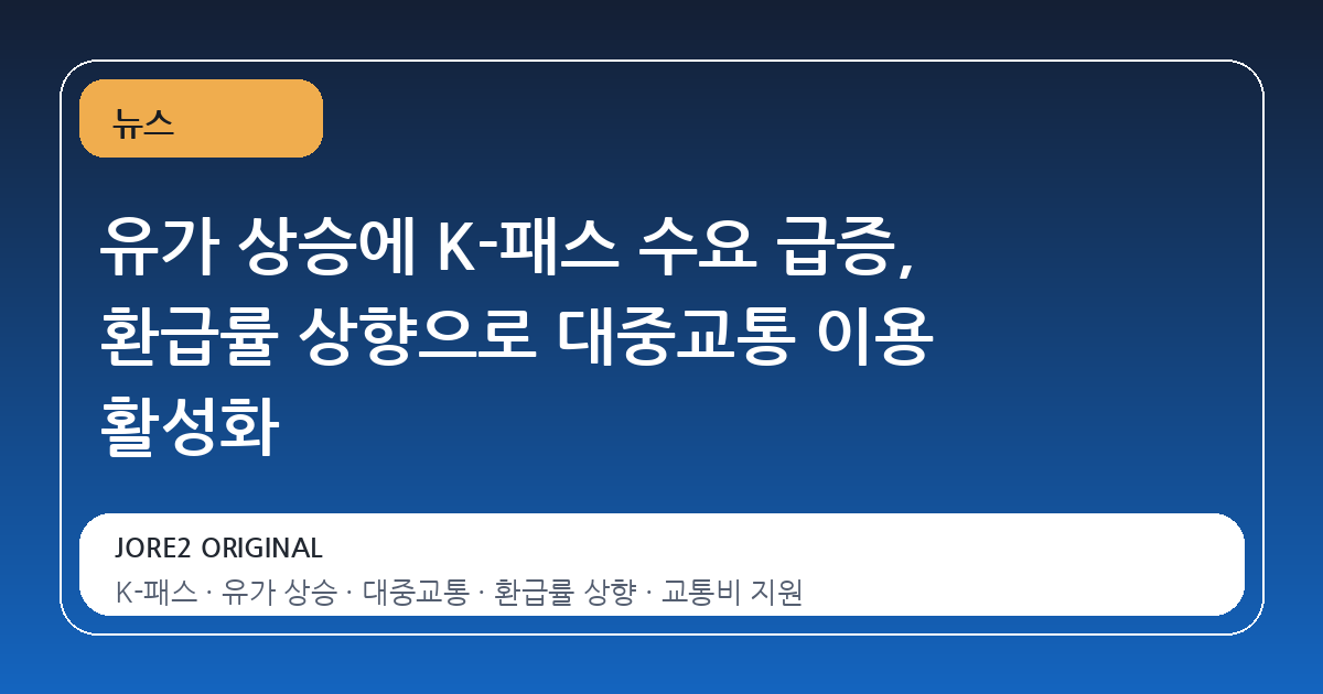 유가 상승에 K-패스 수요 급증, 환급률 상향으로 대중교통 이용 활성화