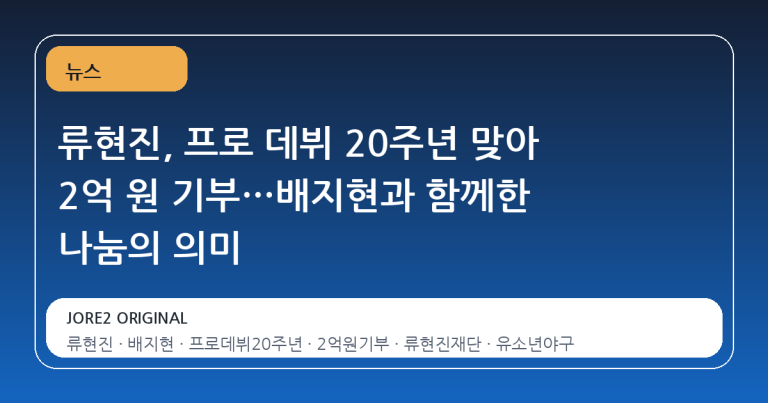 류현진, 프로 데뷔 20주년 맞아 2억 원 기부…배지현과 함께한 나눔의 의미