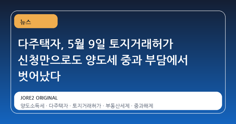 다주택자, 5월 9일 토지거래허가 신청만으로도 양도세 중과 부담에서 벗어났다