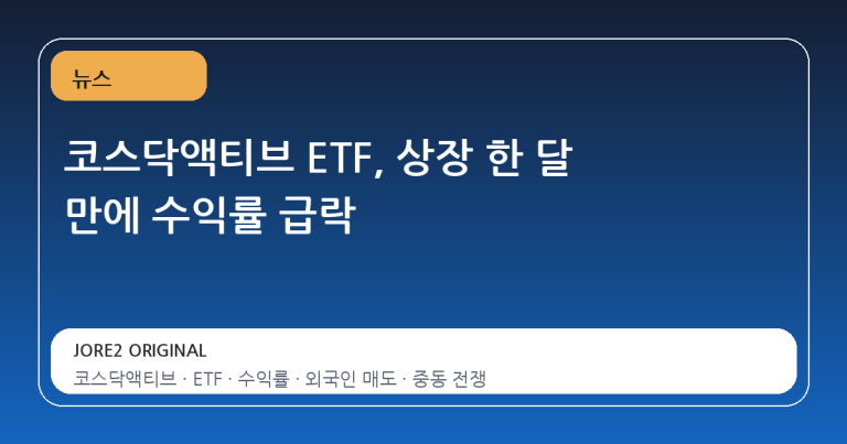 코스닥액티브 ETF, 상장 한 달 만에 수익률 급락