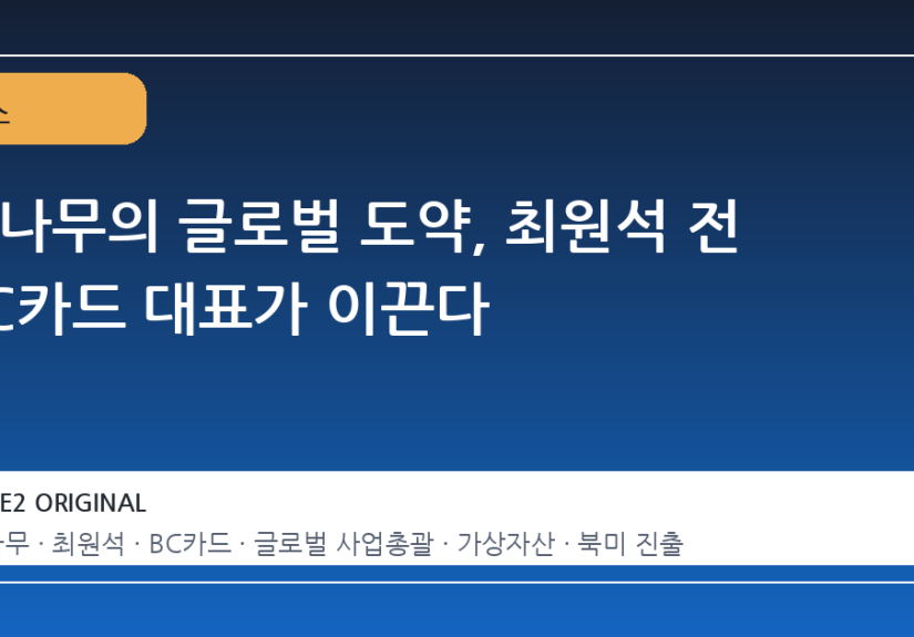 두나무의 글로벌 도약, 최원석 전 BC카드 대표가 이끈다
