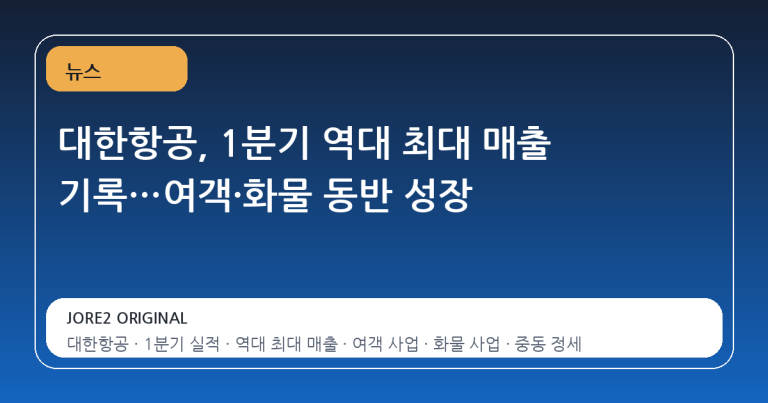 대한항공, 1분기 역대 최대 매출 기록…여객·화물 동반 성장
