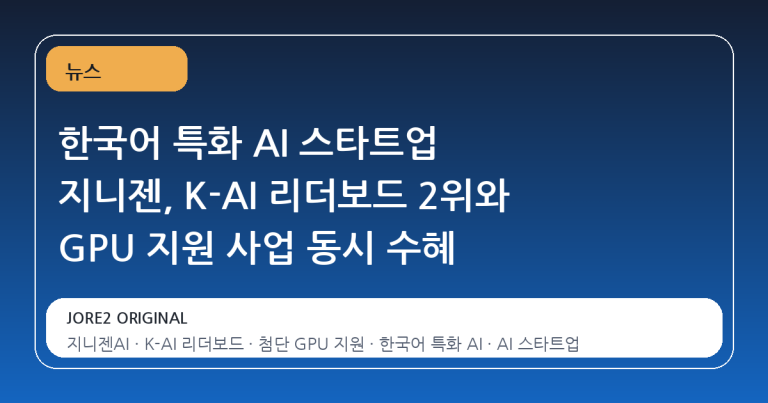 한국어 특화 AI 스타트업 지니젠, K-AI 리더보드 2위와 GPU 지원 사업 동시 수혜
