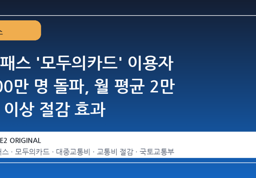 K-패스 '모두의카드' 이용자 500만 명 돌파, 월 평균 2만 원 이상 절감 효과