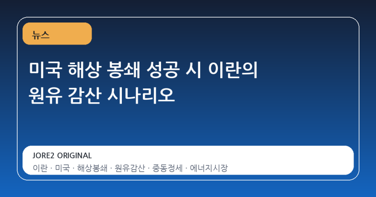 미국 해상 봉쇄 성공 시 이란의 원유 감산 시나리오