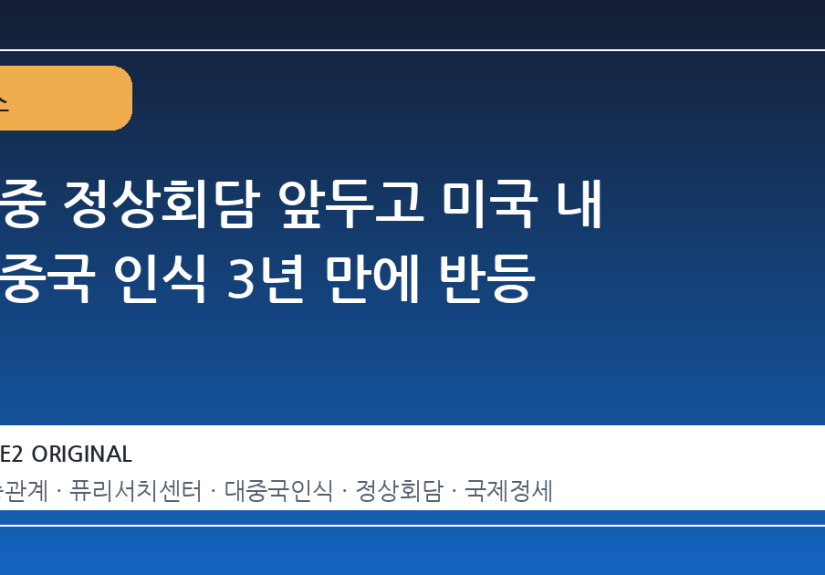미중 정상회담 앞두고 미국 내 대중국 인식 3년 만에 반등