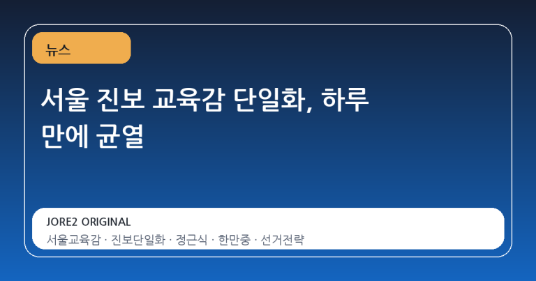서울 진보 교육감 단일화, 하루 만에 균열