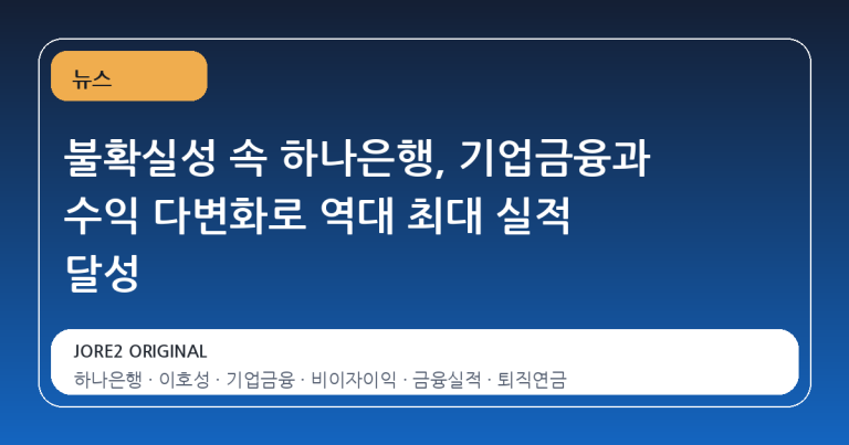 불확실성 속 하나은행, 기업금융과 수익 다변화로 역대 최대 실적 달성