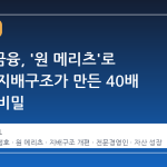 메리츠금융, '원 메리츠'로 재편된 지배구조가 만든 40배 성장의 비밀