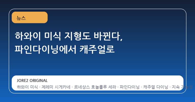 하와이 미식 지형도 바뀐다, 파인다이닝에서 캐주얼로