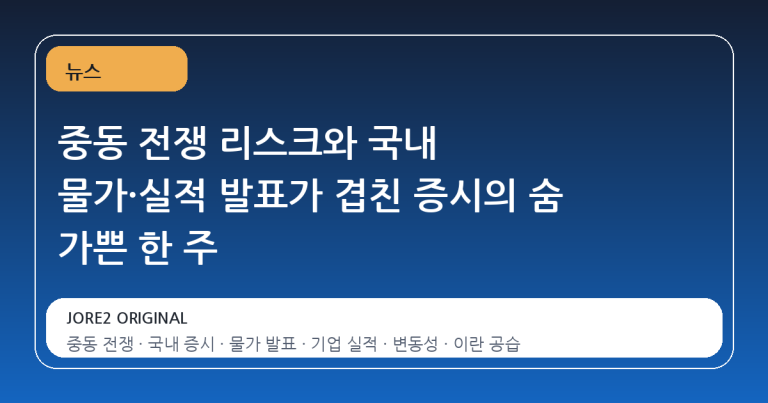 중동 전쟁 리스크와 국내 물가·실적 발표가 겹친 증시의 숨 가쁜 한 주