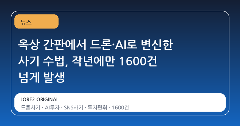 옥상 간판에서 드론·AI로 변신한 사기 수법, 작년에만 1600건 넘게 발생