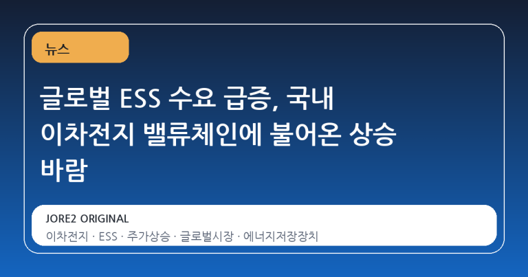 글로벌 ESS 수요 급증, 국내 이차전지 밸류체인에 불어온 상승 바람