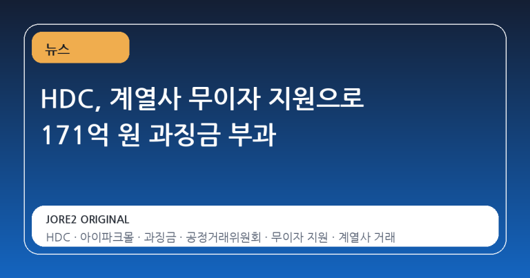 HDC, 계열사 무이자 지원으로 171억 원 과징금 부과
