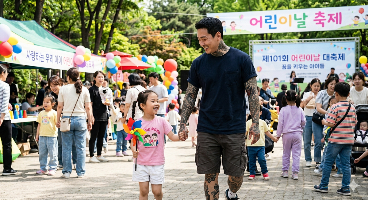 대전 어린이날 행사, 문신을 드러낸 학부모 등장으로 세대 간 가치관 충돌 재점화