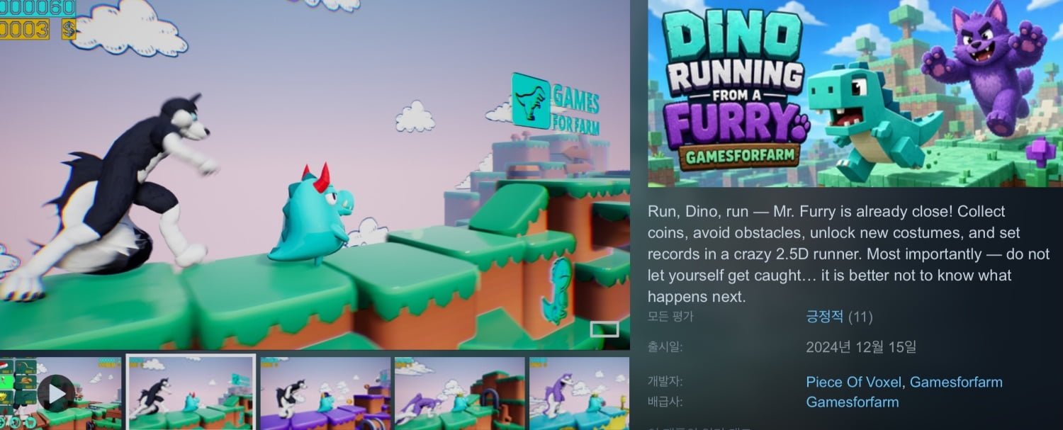 스팀 무료 게임 'Dino running from a FURRY'가 뽐뿌를 뜨겁게 만든 이유