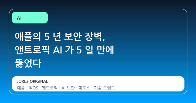 애플의 5 년 보안 장벽, 앤트로픽 AI 가 5 일 만에 뚫었다