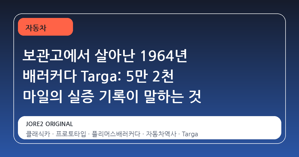 보관고에서 살아난 1964년 배러커다 Targa: 5만 2천 마일의 실증 기록이 말하는 것