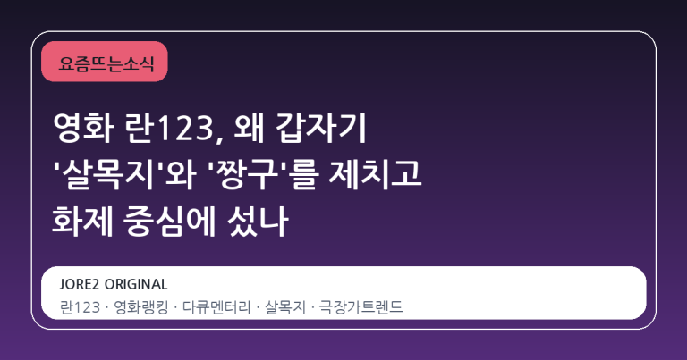 영화 란123, 왜 갑자기 '살목지'와 '짱구'를 제치고 화제 중심에 섰나