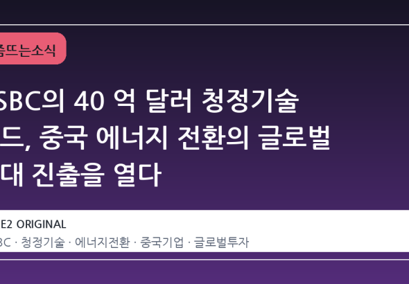 HSBC의 40 억 달러 청정기술 펀드, 중국 에너지 전환의 글로벌 무대 진출을 열다