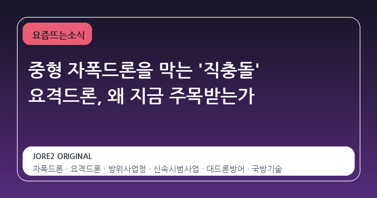 중형 자폭드론을 막는 '직충돌' 요격드론, 왜 지금 주목받는가