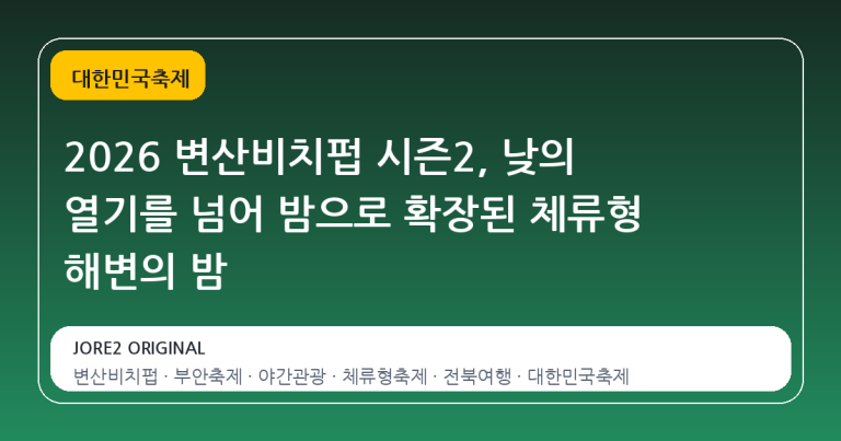 2026 변산비치펍 시즌2, 낮의 열기를 넘어 밤으로 확장된 체류형 해변의 밤
