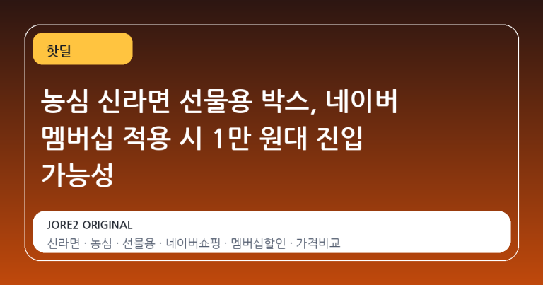 농심 신라면 선물용 박스, 네이버 멤버십 적용 시 1만 원대 진입 가능성