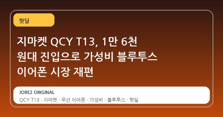 지마켓 QCY T13, 1만 6천 원대 진입으로 가성비 블루투스 이어폰 시장 재편