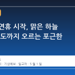 노동절 연휴 시작, 맑은 하늘 아래 26도까지 오르는 포근한 날씨