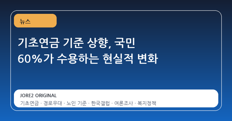 기초연금 기준 상향, 국민 60%가 수용하는 현실적 변화