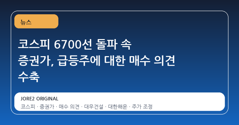 코스피 6700선 돌파 속 증권가, 급등주에 대한 매수 의견 수축