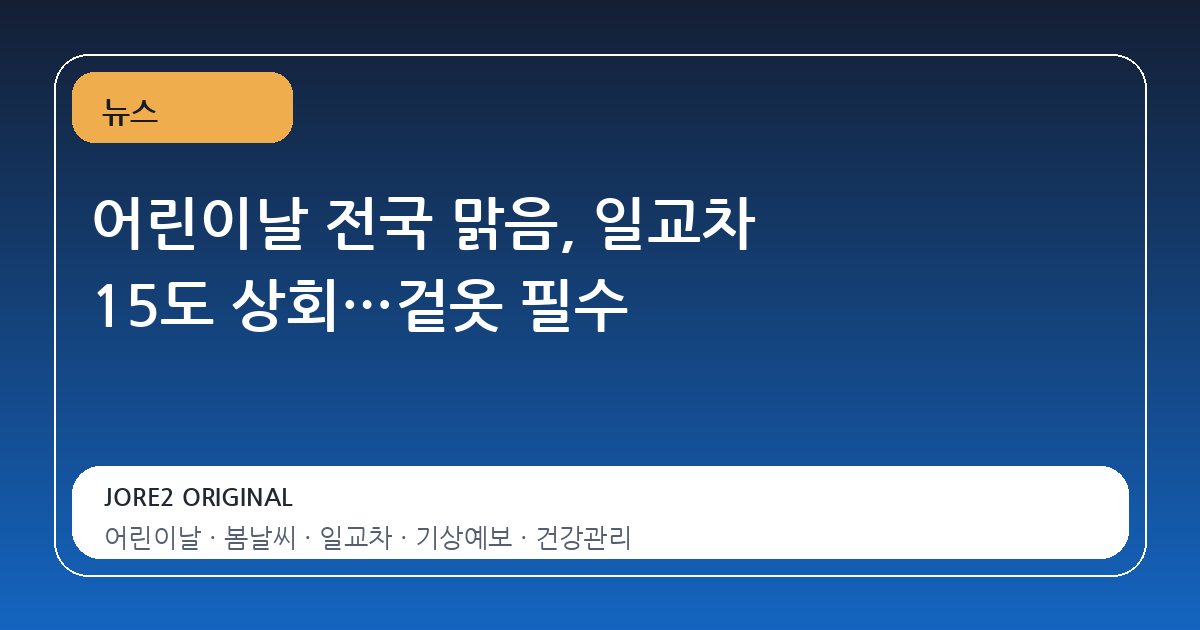 어린이날 전국 맑음, 일교차 15도 상회…겉옷 필수