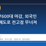 코스피 7600대 마감, 외국인 3조 원 매도로 전고점 무너져