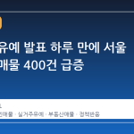 실거주 유예 발표 하루 만에 서울 아파트 매물 400건 급증