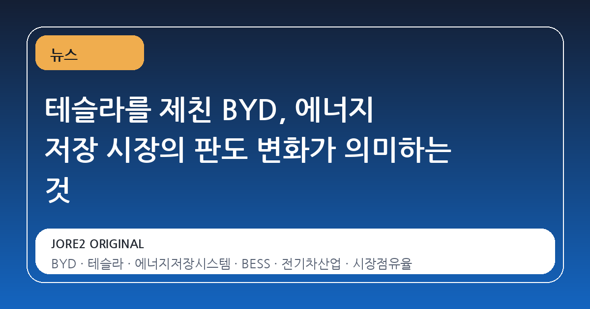 테슬라를 제친 BYD, 에너지 저장 시장의 판도 변화가 의미하는 것