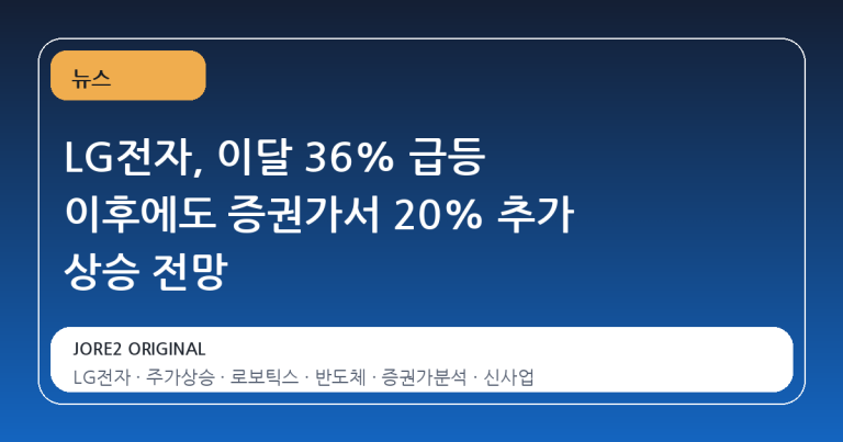 LG전자, 이달 36% 급등 이후에도 증권가서 20% 추가 상승 전망
