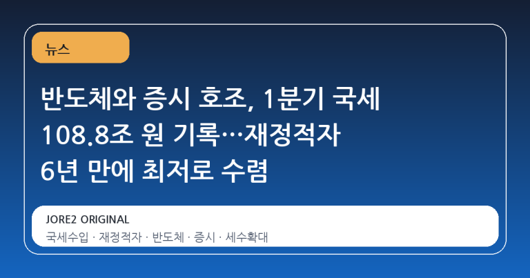 반도체와 증시 호조, 1분기 국세 108.8조 원 기록…재정적자 6년 만에 최저로 수렴