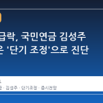 코스피 급락, 국민연금 김성주 이사장은 '단기 조정'으로 진단