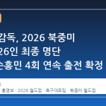 홍명보 감독, 2026 북중미 월드컵 26인 최종 명단 발표…손흥민 4회 연속 출전 확정