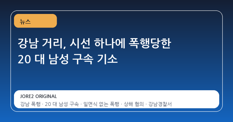 강남 거리, 시선 하나에 폭행당한 20 대 남성 구속 기소