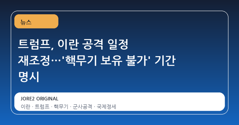 트럼프, 이란 공격 일정 재조정…'핵무기 보유 불가' 기간 명시