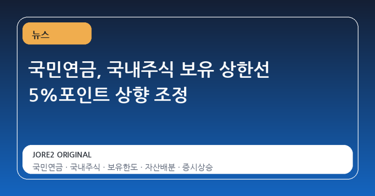 국민연금, 국내주식 보유 상한선 5%포인트 상향 조정