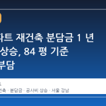 은마아파트 재건축 분담금 1 년 새 2 억 상승, 84 평 기준 3.2 억 부담