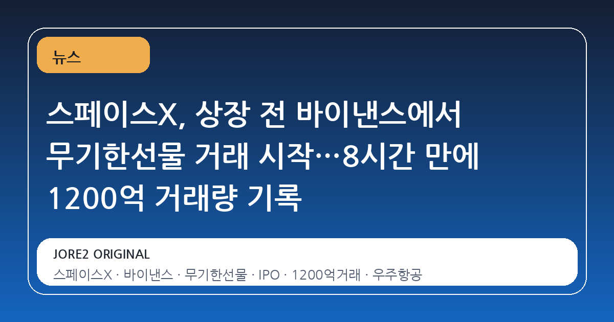 스페이스X, 상장 전 바이낸스에서 무기한선물 거래 시작…8시간 만에 1200억 거래량 기록