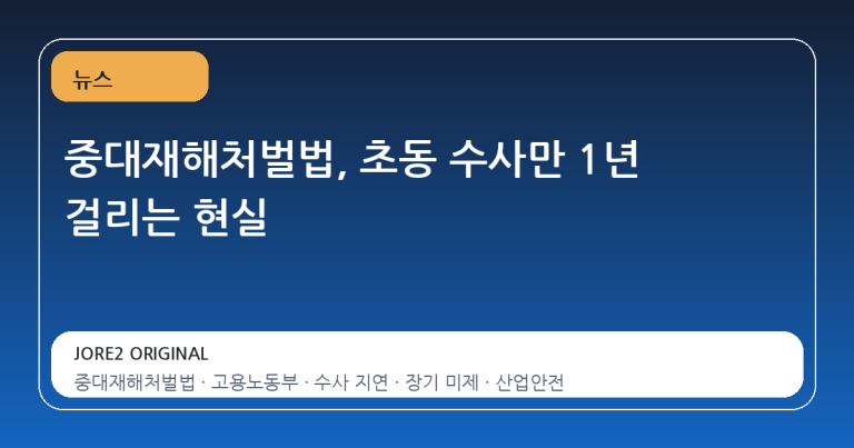 중대재해처벌법, 초동 수사만 1년 걸리는 현실